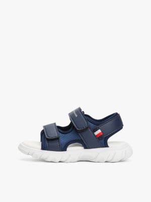 sandali con fascette a strappo e logo blu da bambini tommy hilfiger