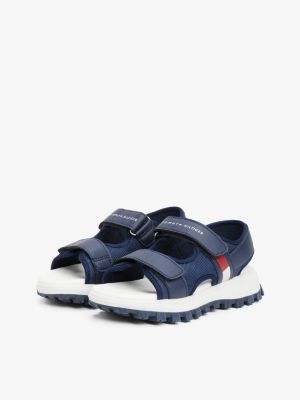 sandali antiscivolo a strappo con logo blu da bambini tommy hilfiger