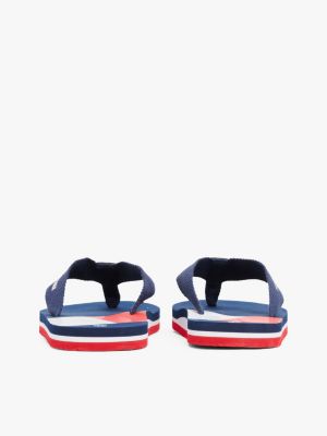 blauw teenslipper met signature-print voor kinderen gender inclusive - tommy hilfiger