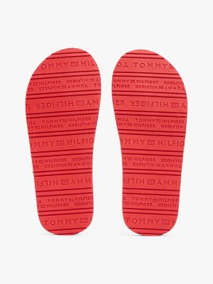 blue signature print flip-flops for kids gender inclusive tommy hilfiger