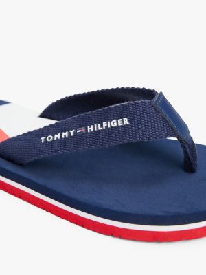 blauw teenslipper met signature-print voor kinderen gender inclusive - tommy hilfiger