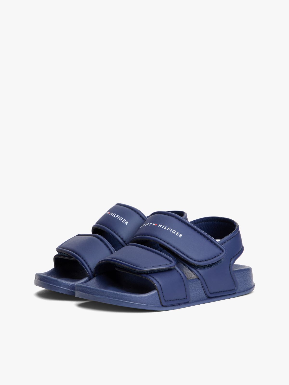 Logo Double Hook And Loop Sandals — Blue