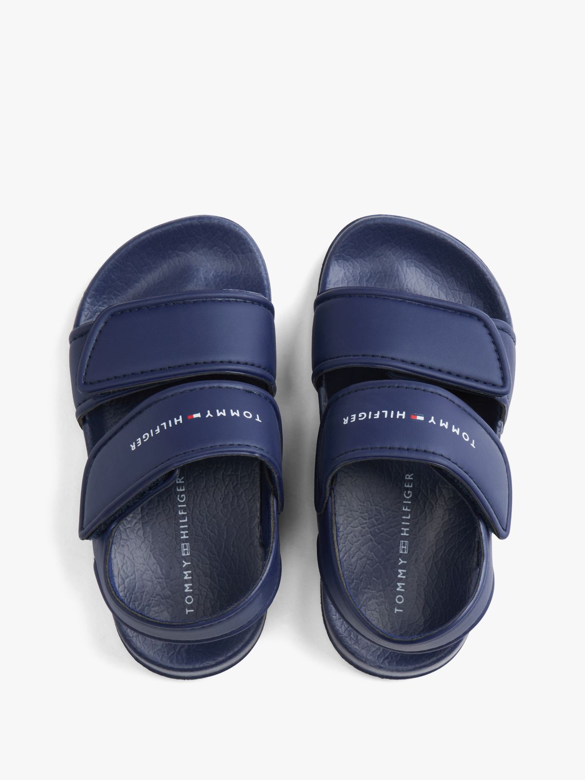 Logo Double Hook And Loop Sandals — Blue