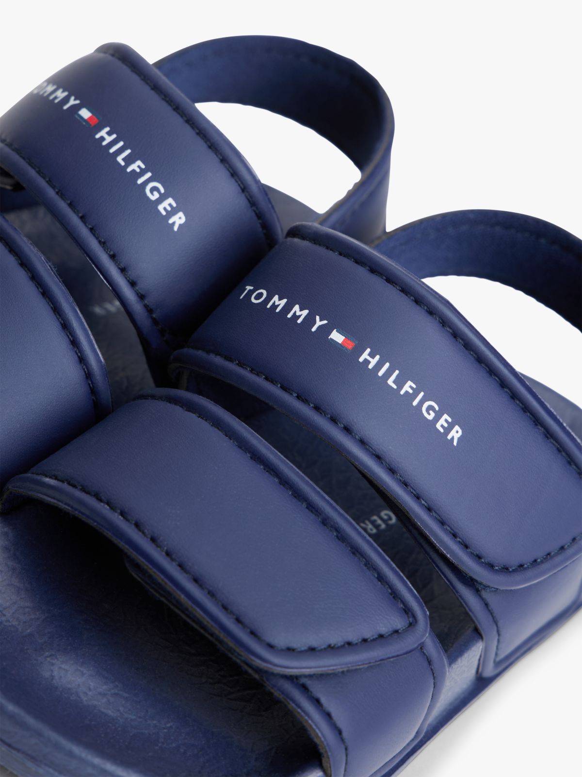 Logo Double Hook And Loop Sandals — Blue