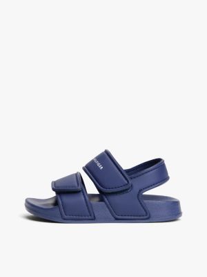 blue logo double hook and loop sandals for kids gender inclusive tommy hilfiger