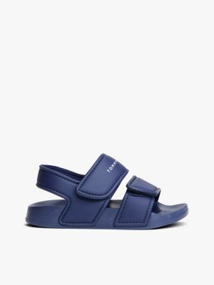 blue logo double hook and loop sandals for kids gender inclusive tommy hilfiger
