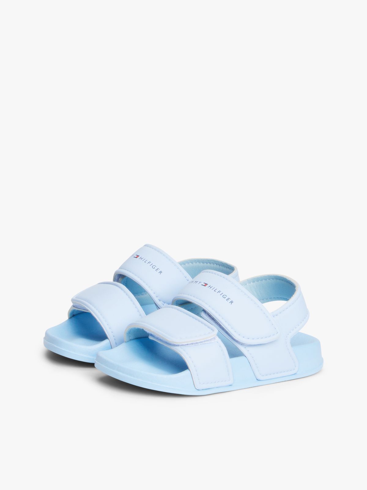 Logo Double Hook And Loop Sandals — Blue