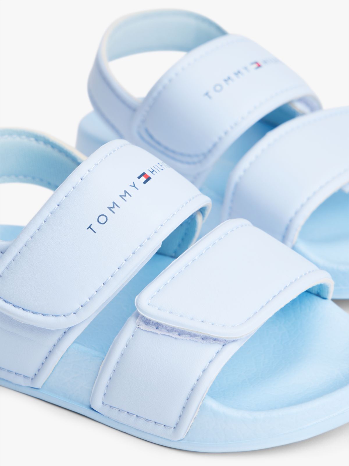 Logo Double Hook And Loop Sandals — Blue