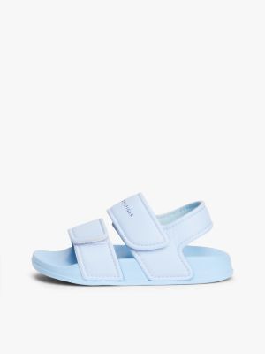 sandales à double scratch et logo bleu pour enfants genre inclusif tommy hilfiger