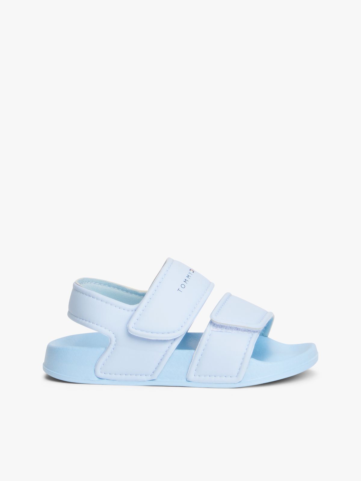 Logo Double Hook And Loop Sandals — Blue