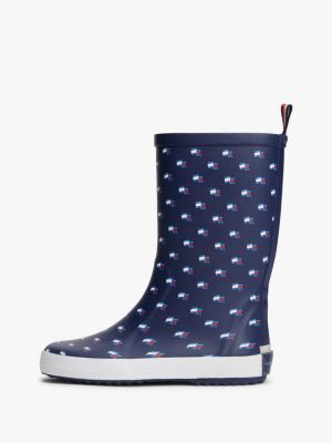 blue signature rain boots for kids gender inclusive tommy hilfiger