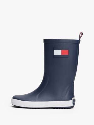 blue rubberised flag rain boots for kids gender inclusive tommy hilfiger