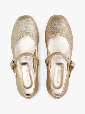 goud mary jane ballerina met glitter voor meisjes - tommy hilfiger