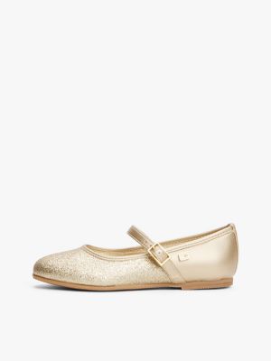 goud mary jane ballerina met glitter voor meisjes - tommy hilfiger