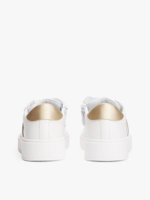 white ribbon lace-up trainers for girls tommy hilfiger