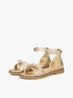 Glitter Bow Strap Sandals — Gold 2