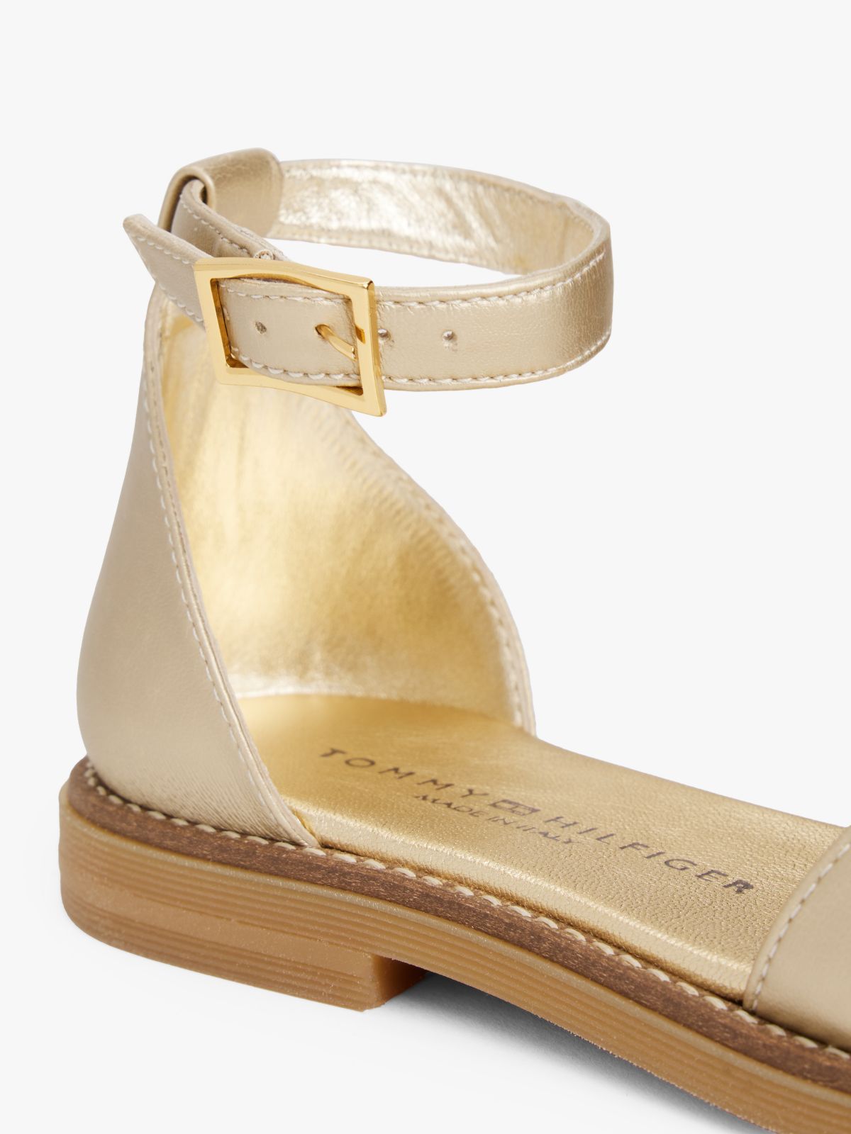 Glitter Bow Strap Sandals — Gold