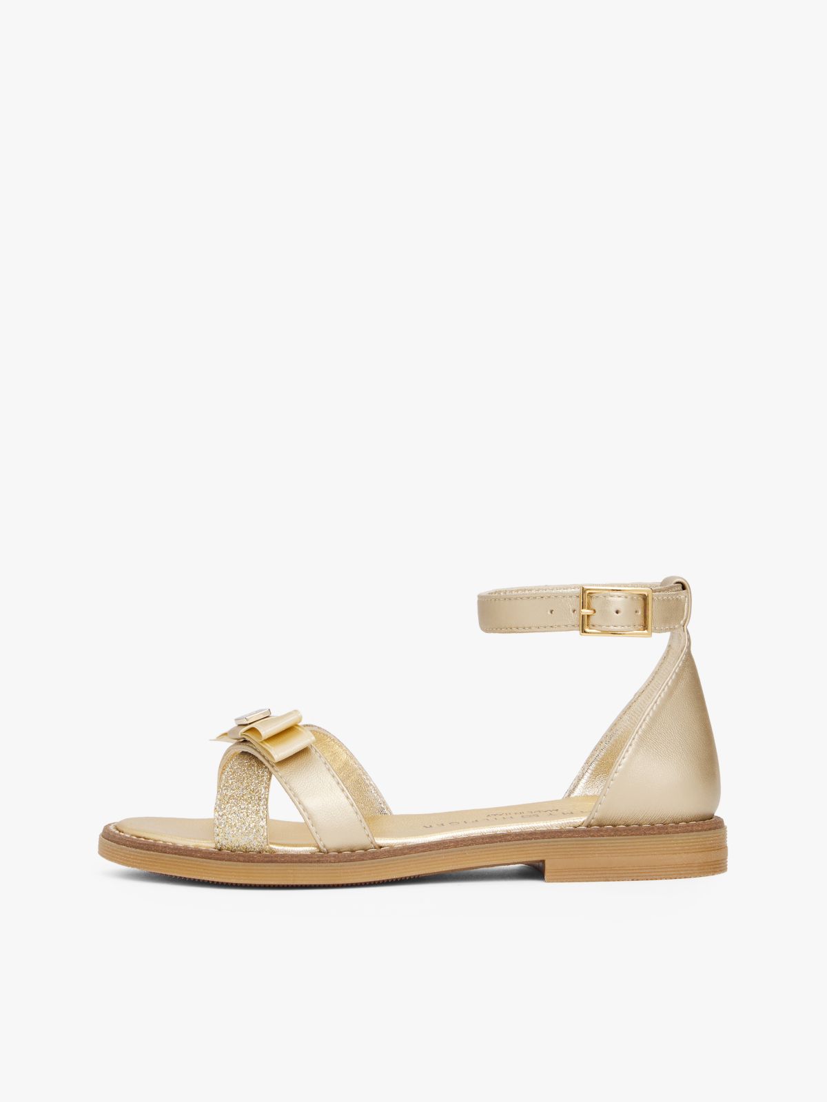 Glitter Bow Strap Sandals — Gold