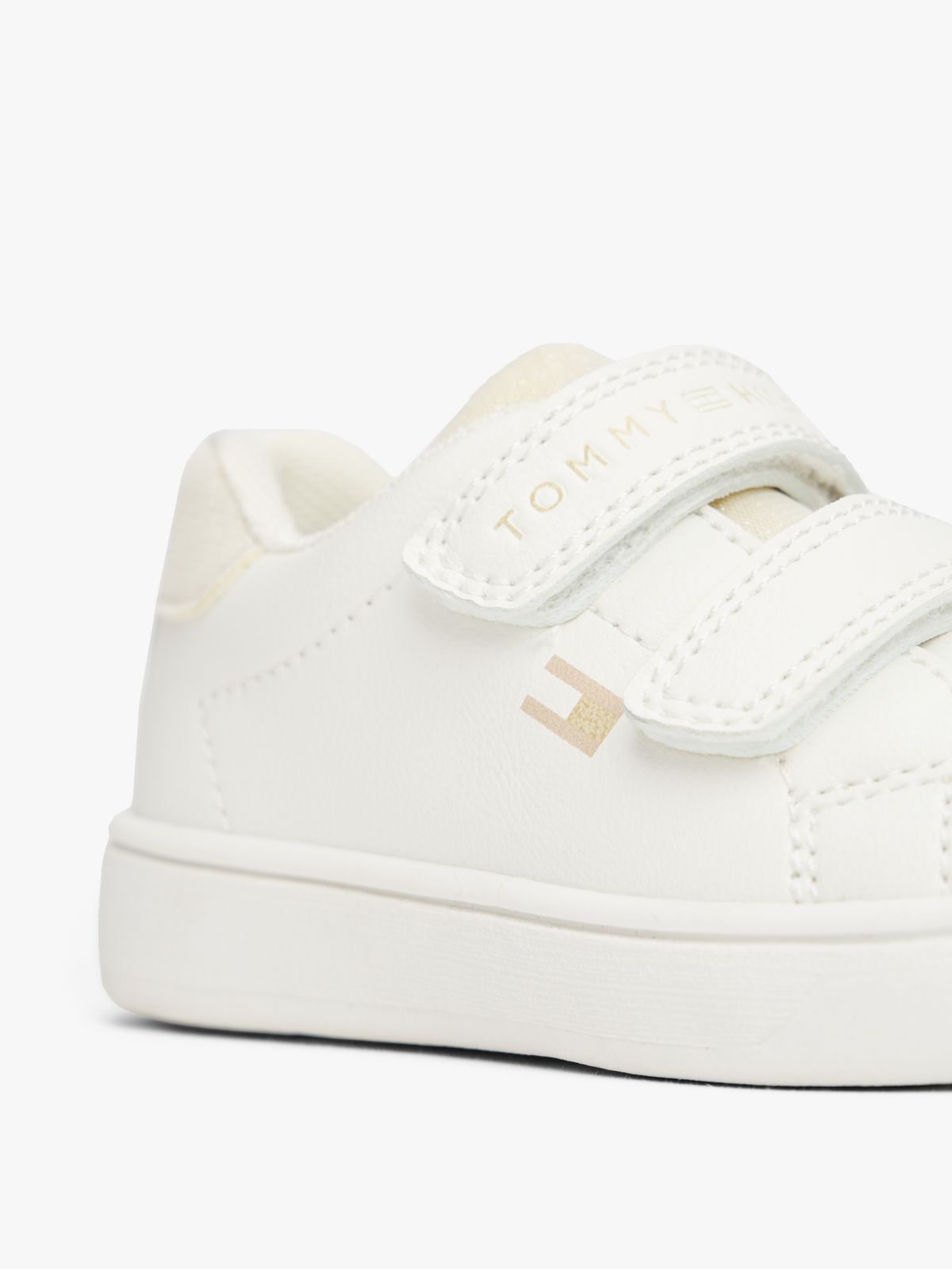Glitter Flag Hook And Loop Trainers — White