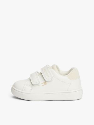 white glitter flag hook and loop trainers for girls tommy hilfiger