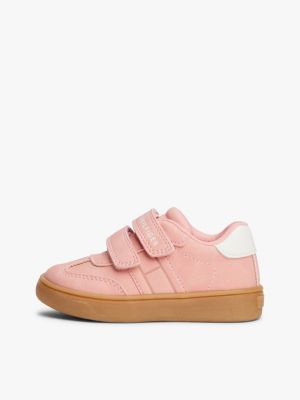 baskets à scratch et talon contrasté rose pour filles tommy hilfiger