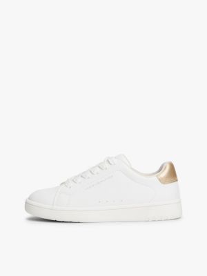 baskets à lacets et talon métallisé blanc pour filles tommy hilfiger