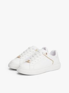Metallic Trim Lace-Up Trainers — White 2