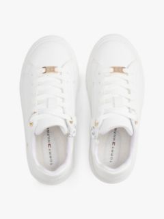Metallic Trim Lace-Up Trainers — White 3