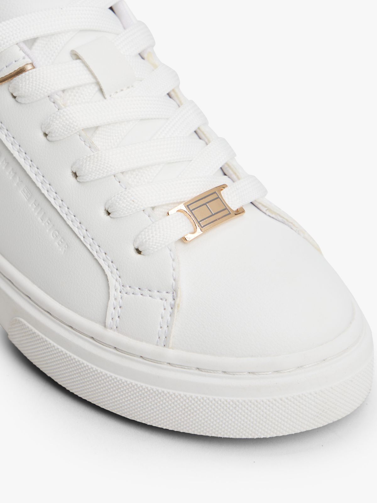 Metallic Trim Lace-Up Trainers — White