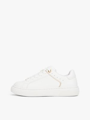 wit vetersneaker met metallic details voor meisjes - tommy hilfiger