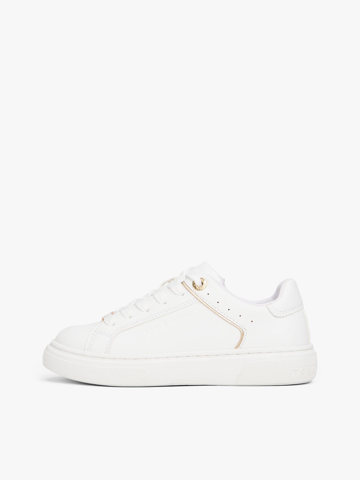Metallic Trim Lace-Up Trainers — White