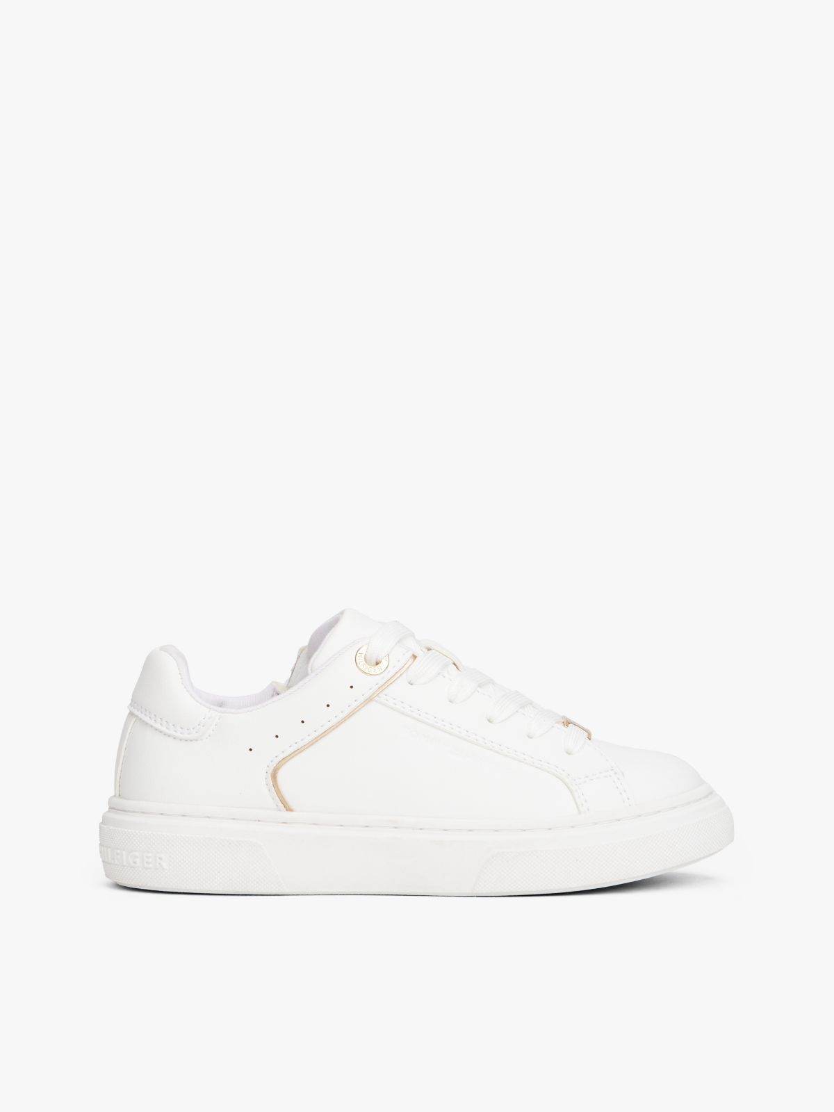 Metallic Trim Lace-Up Trainers — White
