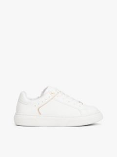 Metallic Trim Lace-Up Trainers — White 1