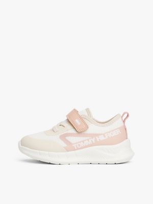 biały buty sportowe z siateczką i z flagą dla dziewczynki - tommy hilfiger