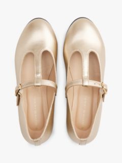 Metallic T-Bar Ballerinas — Gold 3