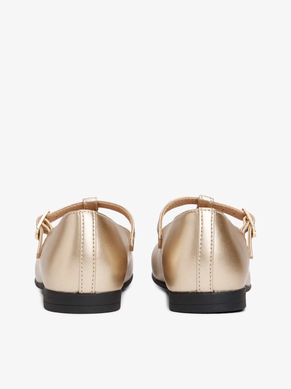 Metallic T-Bar Ballerinas — Gold