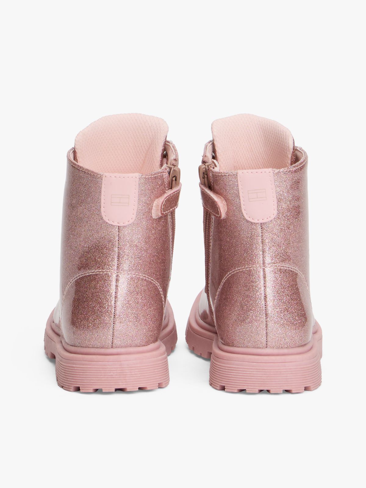 Patent Cleat Lace-Up Ankle Boots — Pink