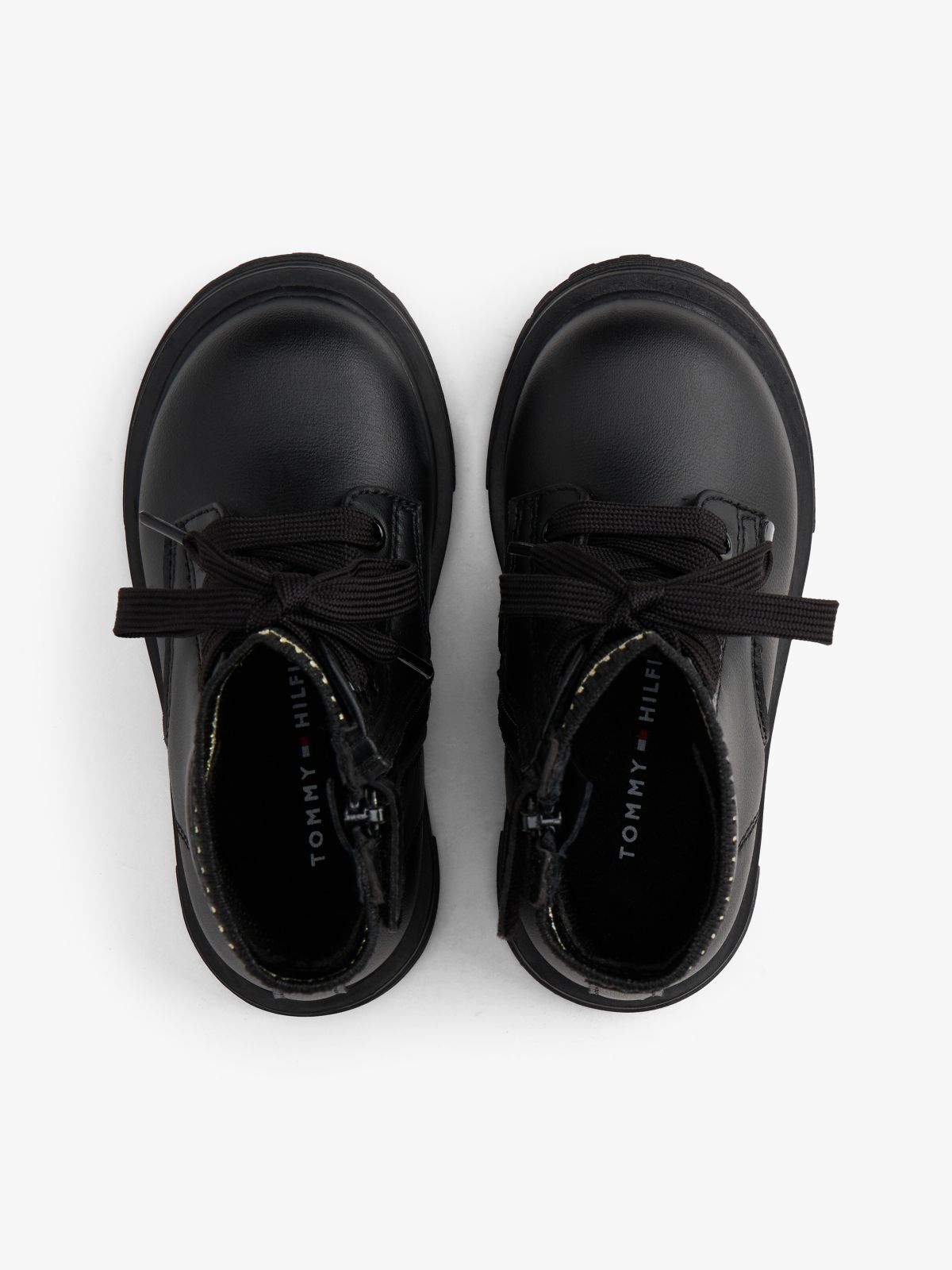 Knit Cuff Cleat Ankle Boots — Black