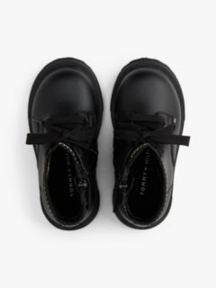 Knit Cuff Cleat Ankle Boots — Black 3