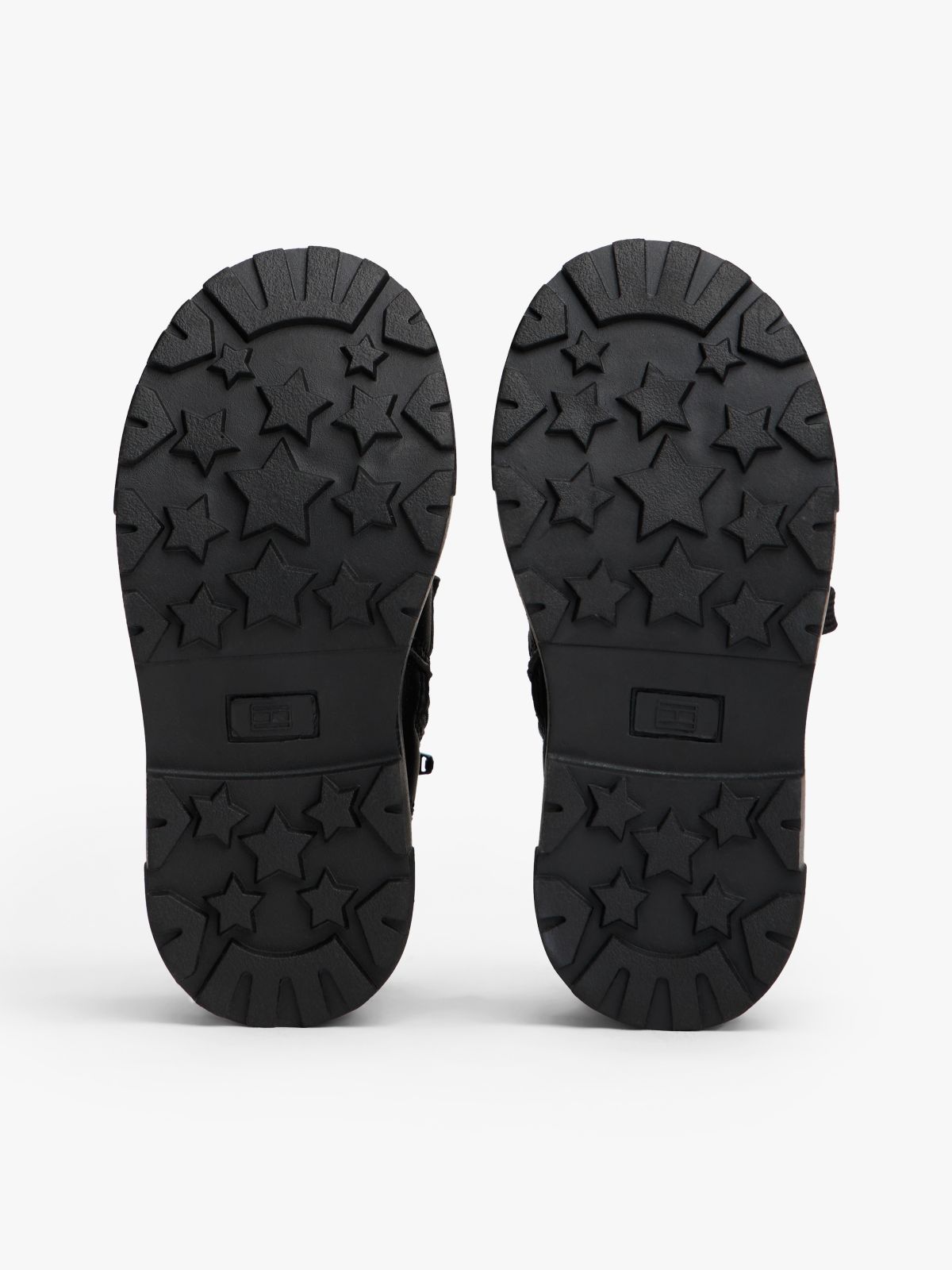 Knit Cuff Cleat Ankle Boots — Black