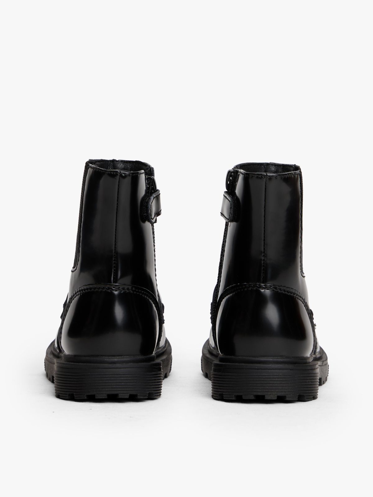 Horsebit Cleat Zip-Up Chelsea Boots — Black