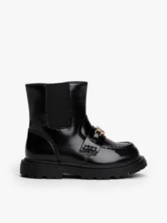 Horsebit Cleat Zip-Up Chelsea Boots — Black 1