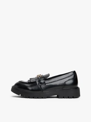 schwarz loafer mit th-monogramm-horsebit-highlight für mädchen - tommy hilfiger