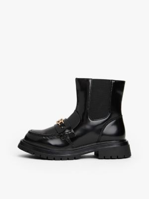 black horsebit cleat zip-up chelsea boots for girls tommy hilfiger