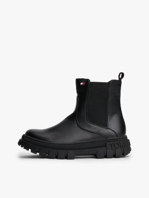 bottines chelsea crantées à drapeau noir pour filles tommy hilfiger
