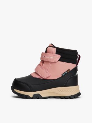 black fleece lined cleat ankle boots for girls tommy hilfiger