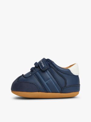 blue logo hook and loop trainers for boys tommy hilfiger