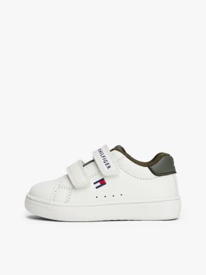 white logo hook and loop trainers for kids gender inclusive tommy hilfiger