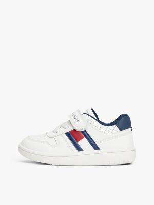 sneakers con retro a contrasto e bandierina bianco da gender-inclusive bambini tommy hilfiger