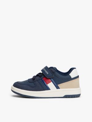 blau color block-sneaker mit flag für gender-inclusive kinder - tommy hilfiger